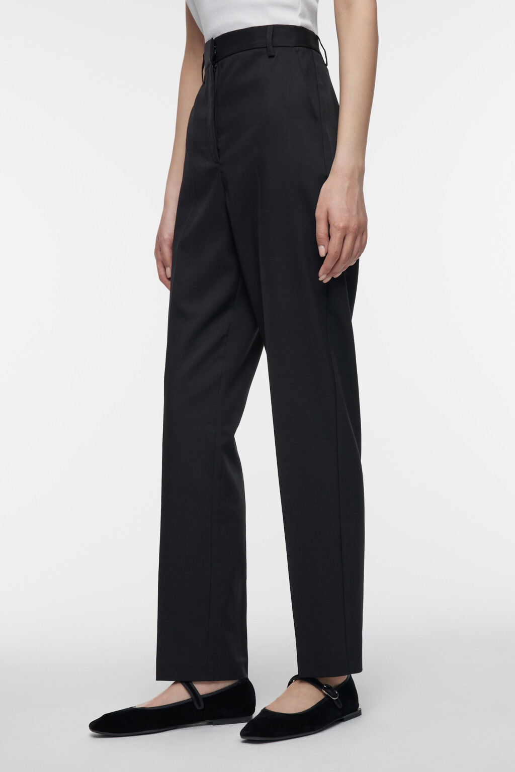 Брюки-чинос костюмные с высокой посадкой - цвет черный - 2