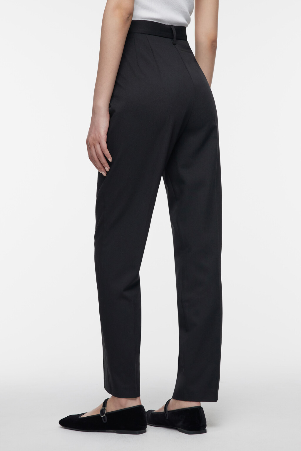 Брюки-чинос костюмные с высокой посадкой - цвет черный - 3