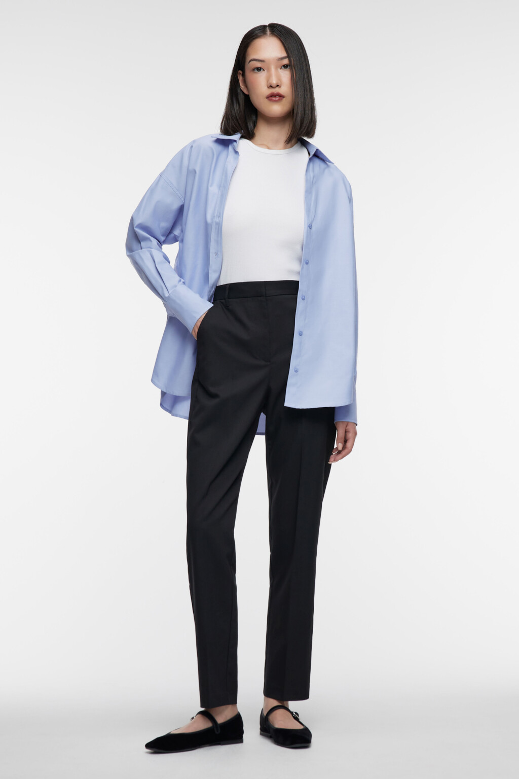 Брюки-чинос костюмные с высокой посадкой - цвет черный - 4