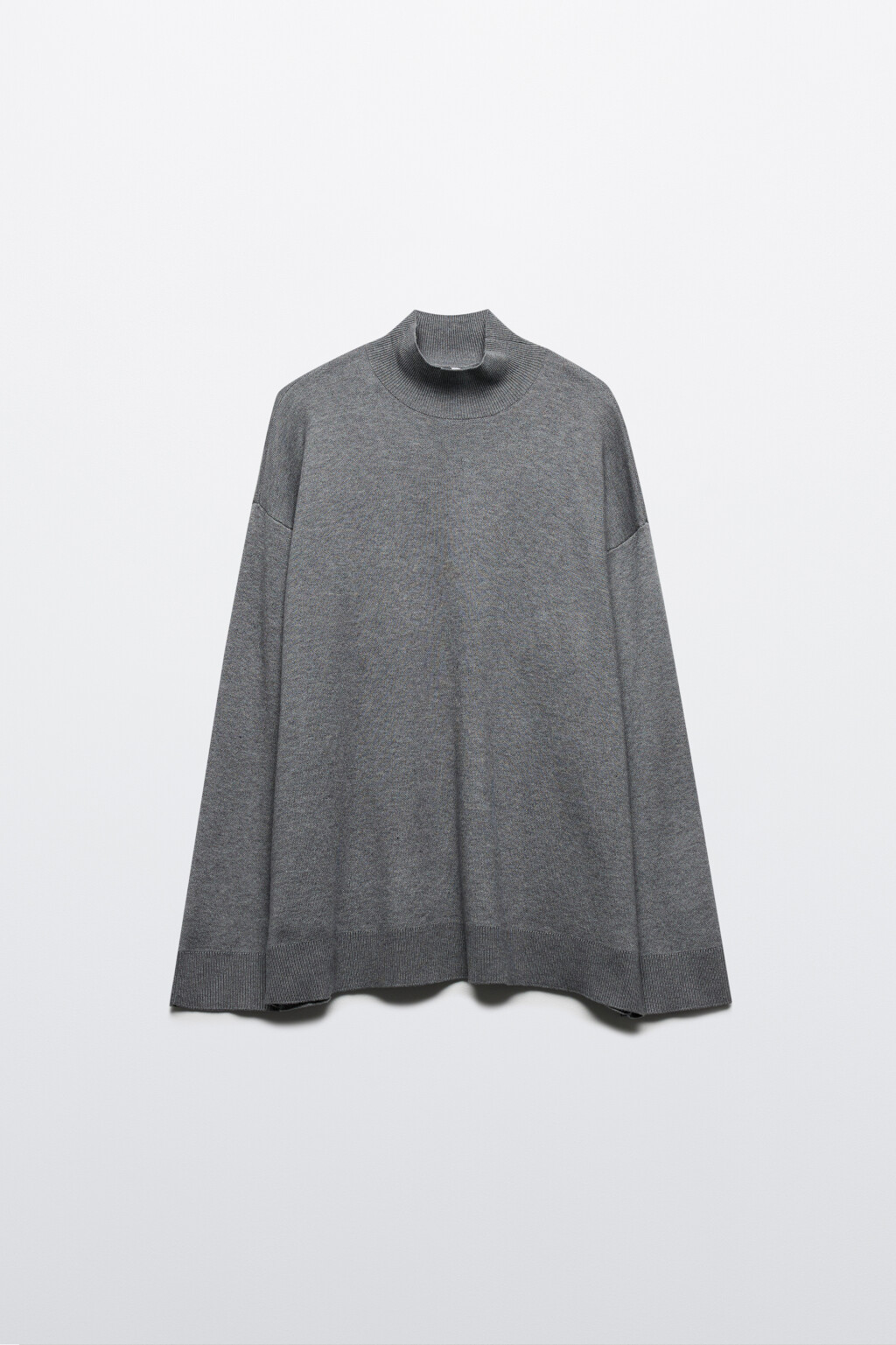 Свитер вязаный вискозный с воротником-стойкой - цвет серый - 8