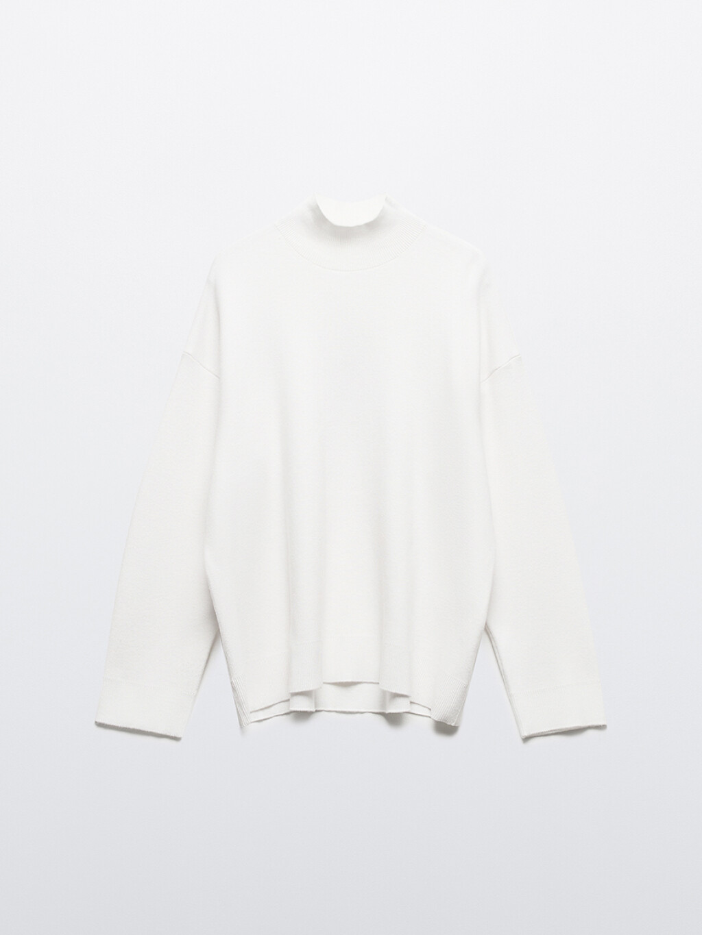 Свитер вязаный вискозный с воротником-стойкой - цвет молочный - 8