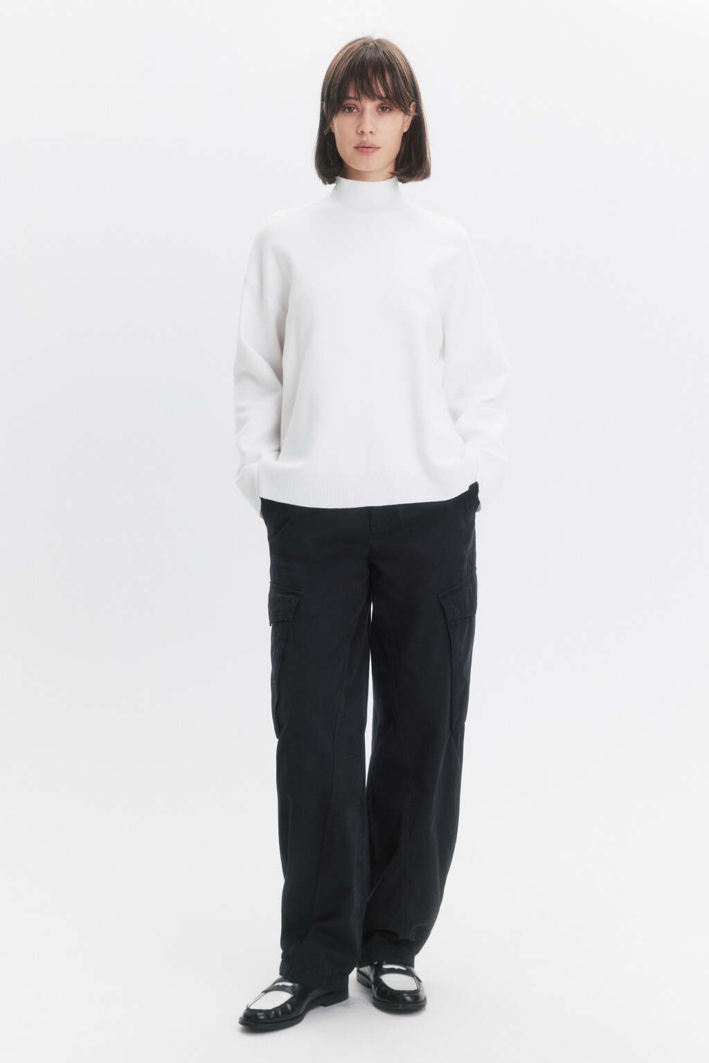 Свитер вязаный вискозный с воротником-стойкой - цвет молочный - 5