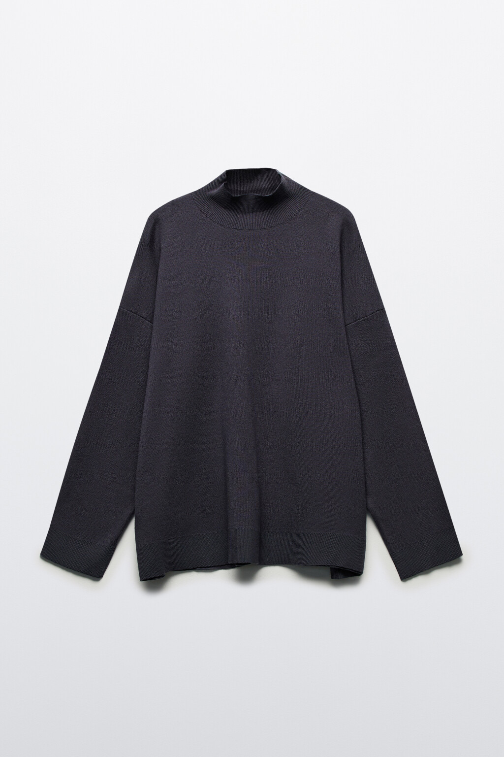 Свитер вязаный вискозный с воротником-стойкой - цвет серый - 9