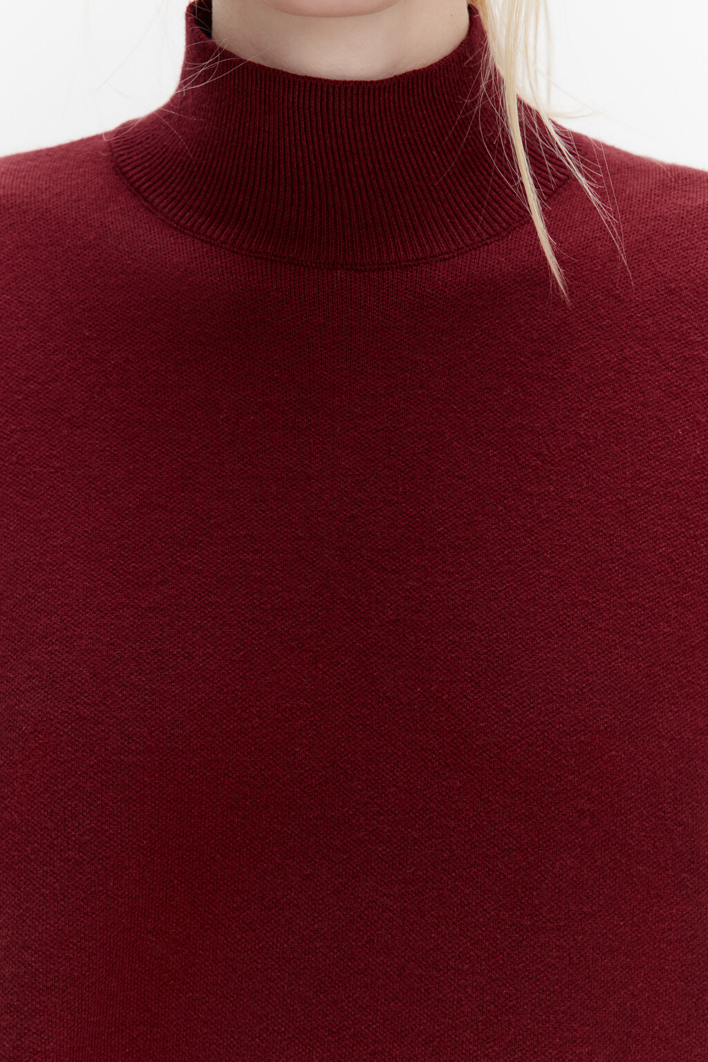 Свитер вискозный с воротником-стойкой - цвет бордовый - 6
