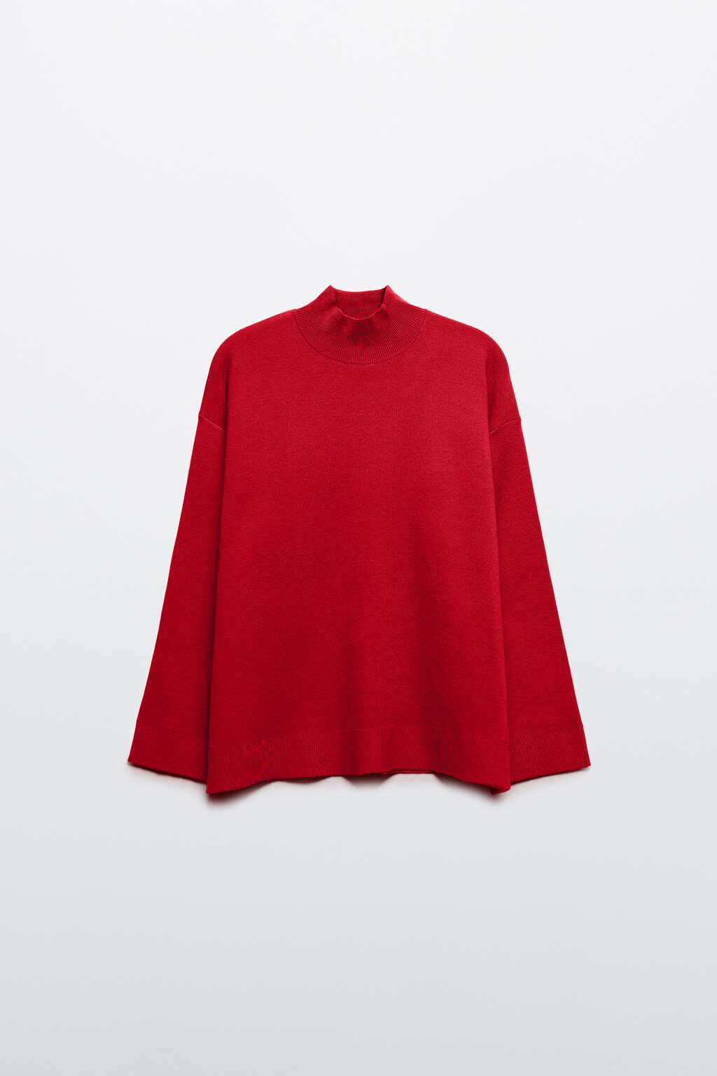 Свитер вискозный с воротником-стойкой - цвет красный - 7