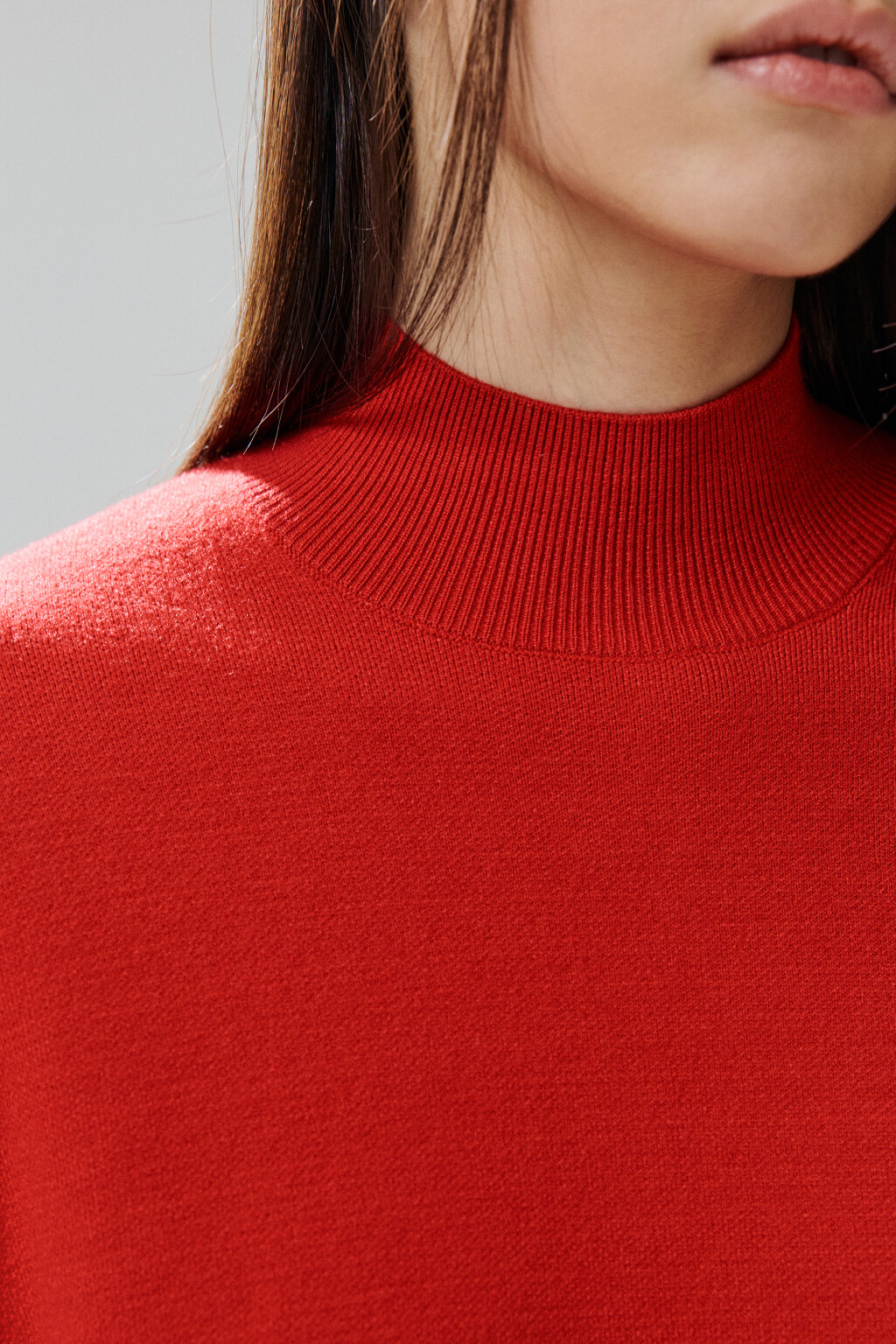 Свитер вискозный с воротником-стойкой - цвет красный - 5