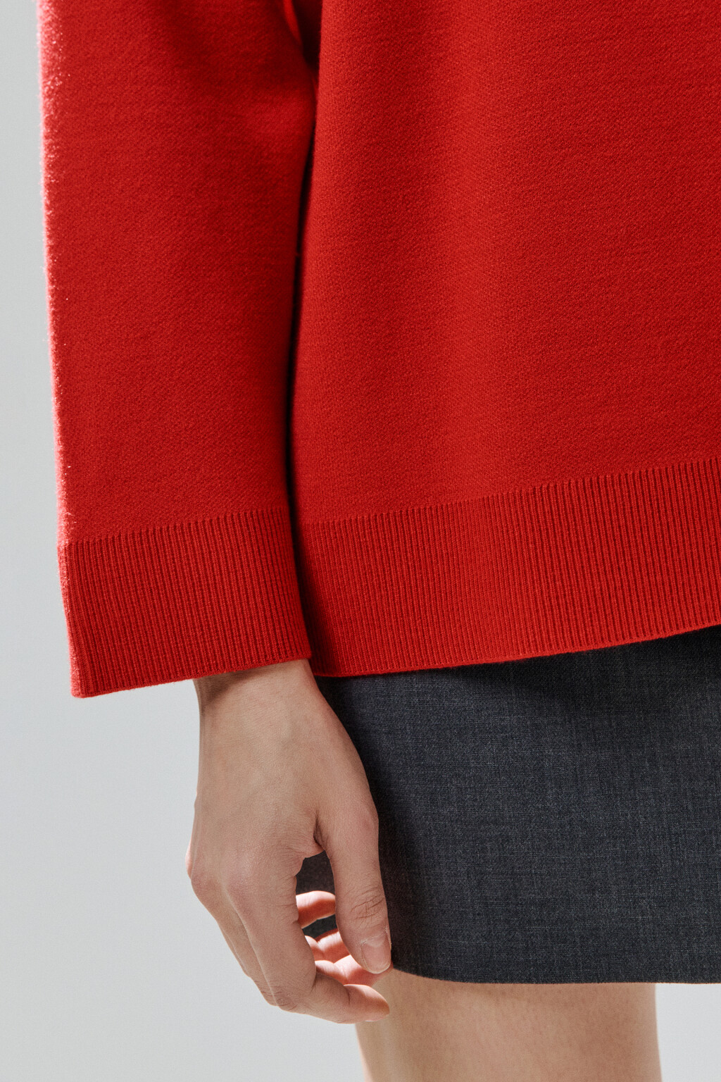 Свитер вискозный с воротником-стойкой - цвет красный - 6