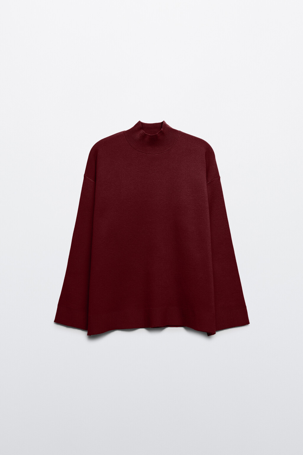 Свитер вискозный с воротником-стойкой - цвет бордовый - 7
