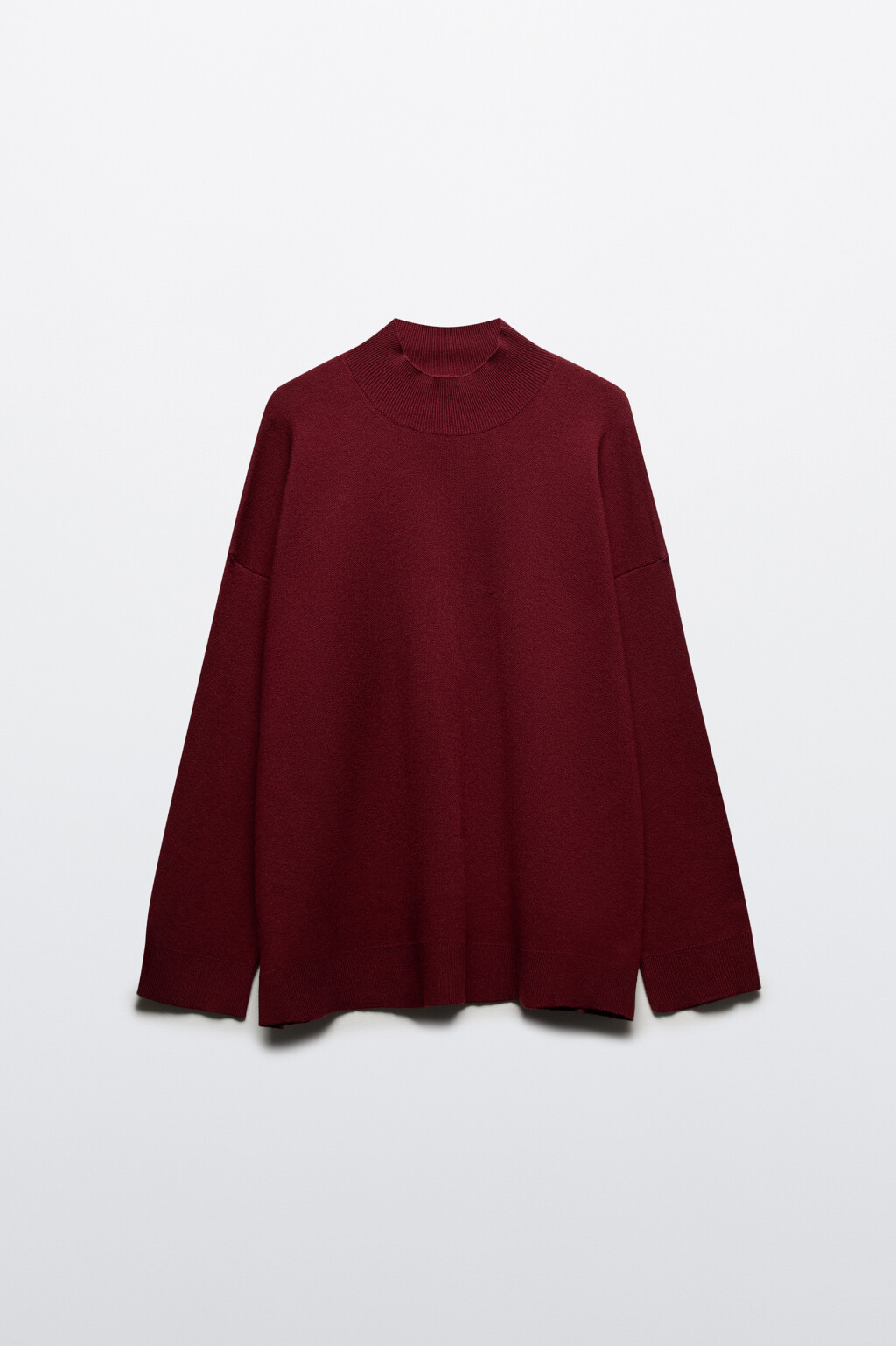 Свитер вискозный с воротником-стойкой - цвет бордовый - 7