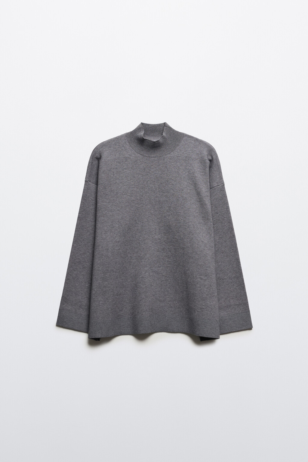 Свитер вискозный с воротником-стойкой - цвет серый - 8