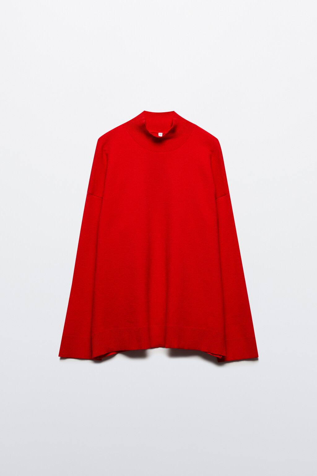 Свитер вязаный вискозный с воротником-стойкой - цвет красный - 9