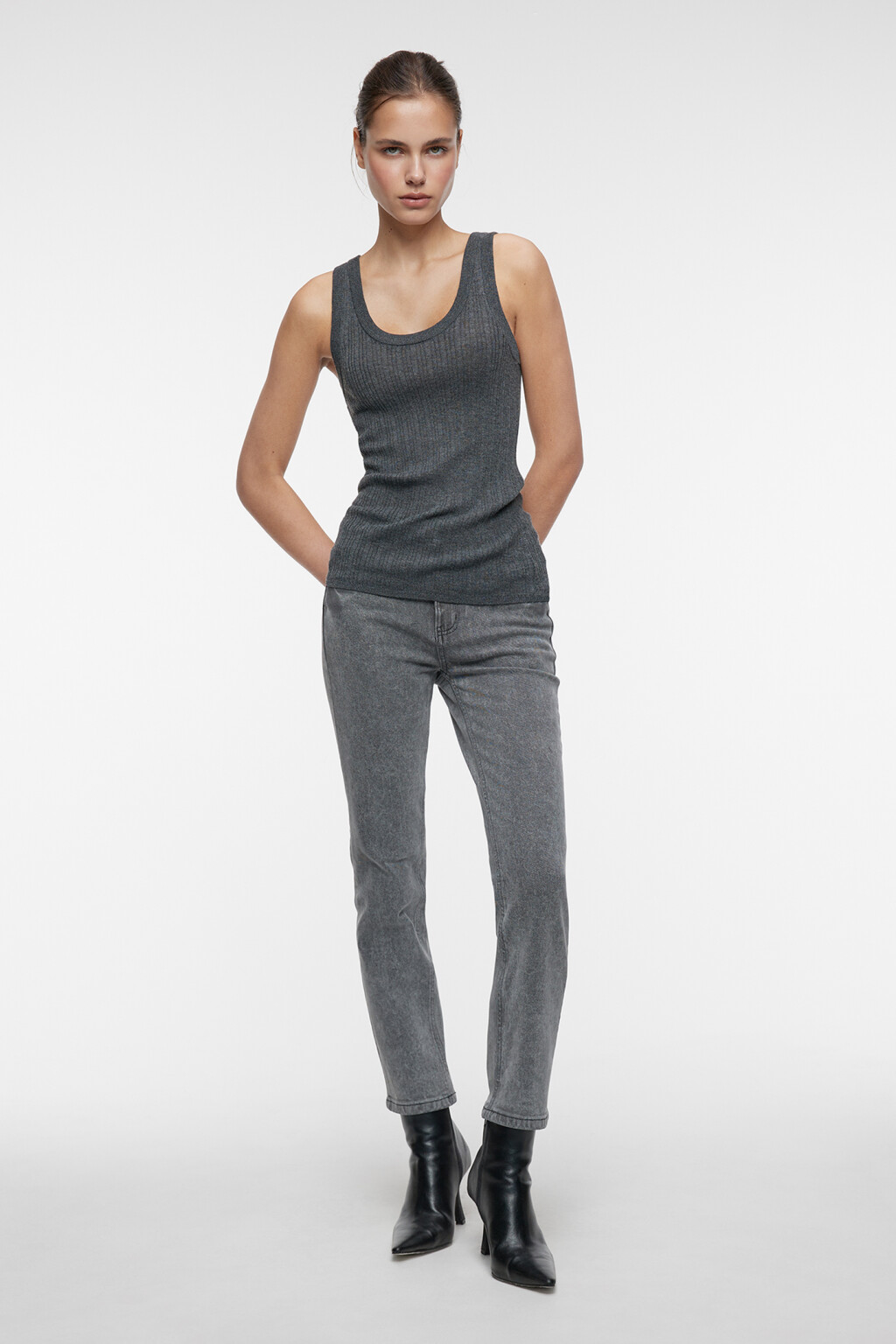 Джинсы STRAIGHT прямые со средней посадкой - цвет серый - 1