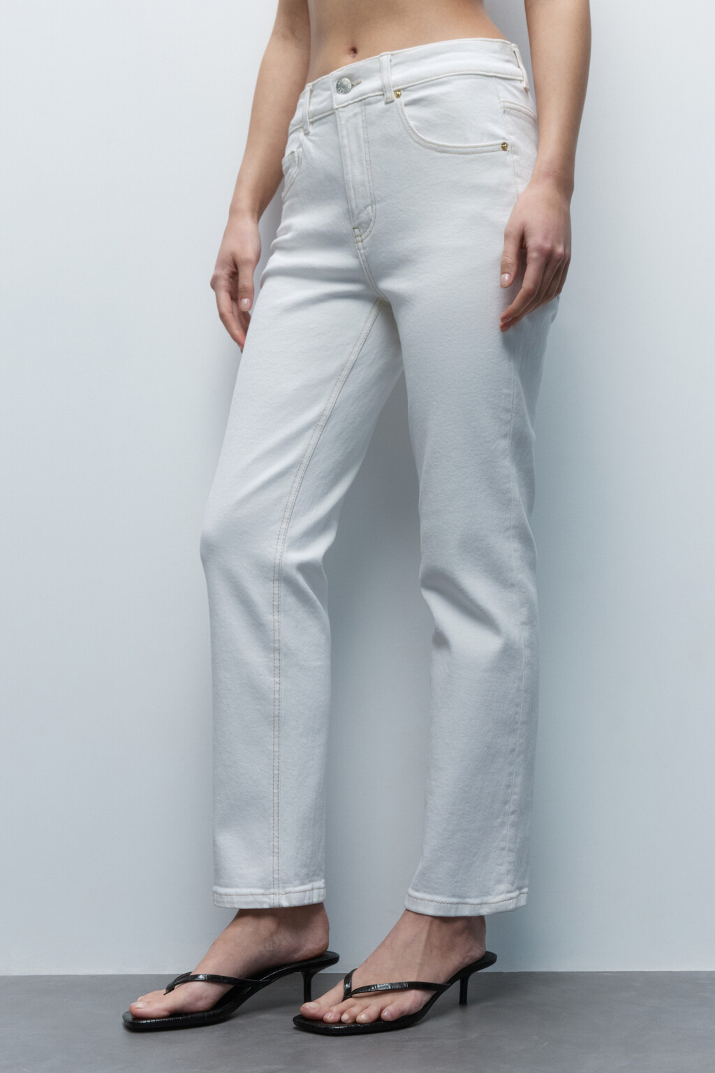 Джинсы straight прямые со средней посадкой - цвет белый - 3