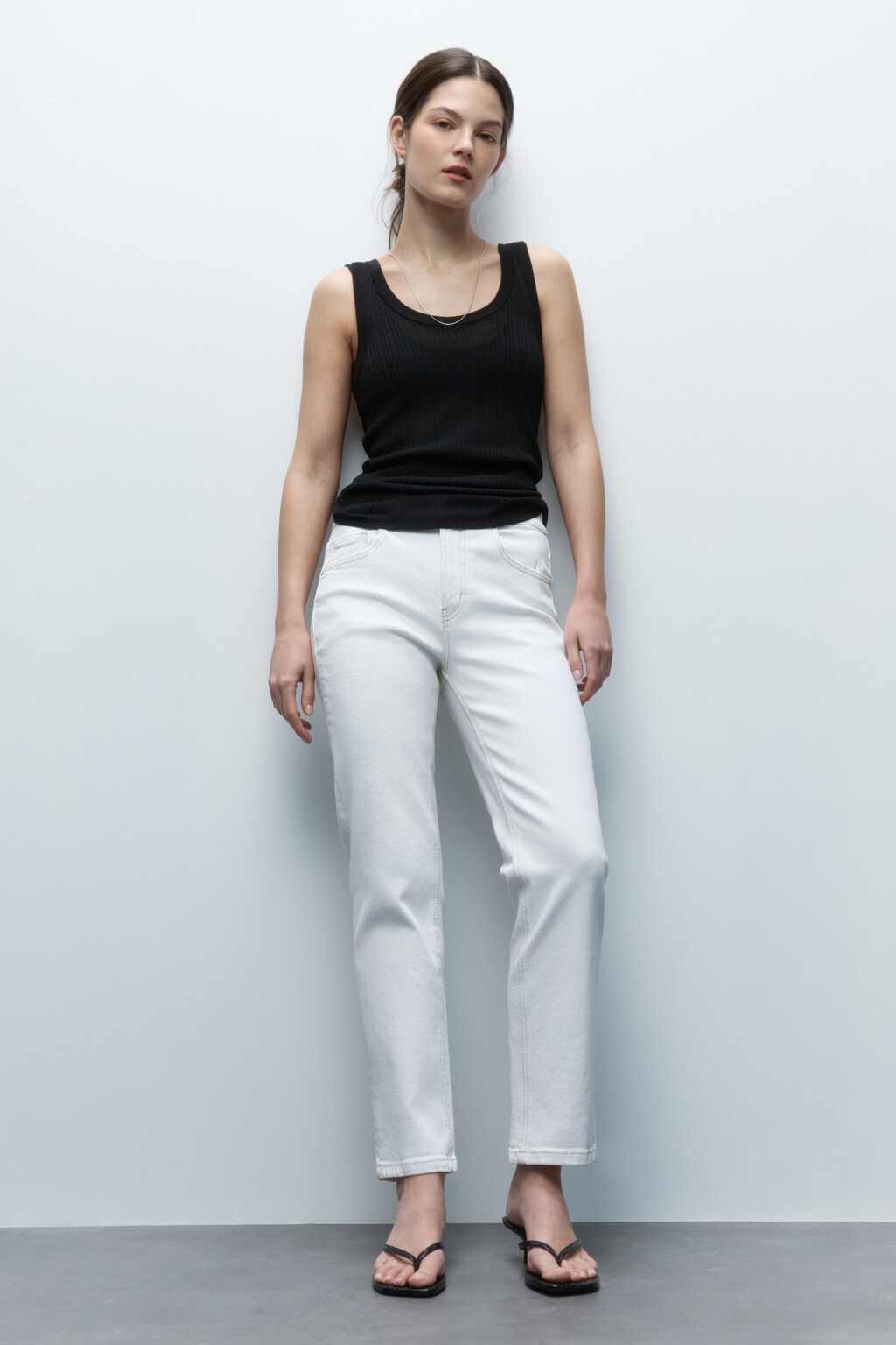Джинсы straight прямые со средней посадкой - цвет белый - 5