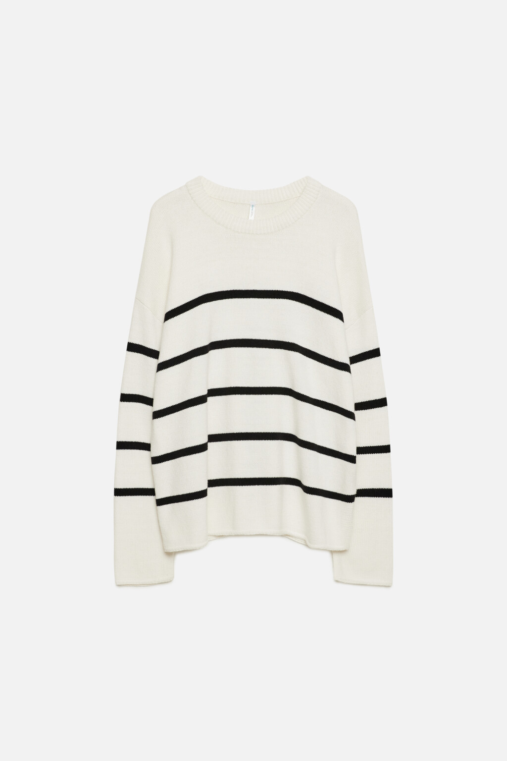 Джемпер oversize вязаный хлопковый в полоску - цвет белый - 8