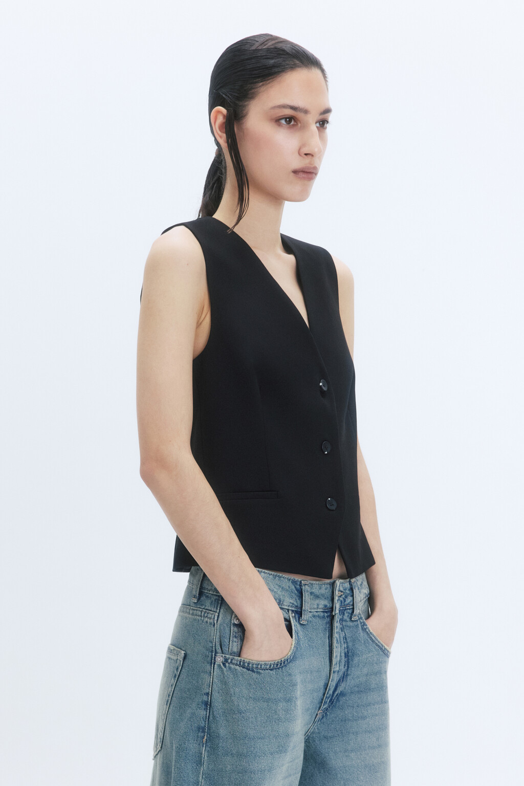 Жилет костюмный классический - цвет черный - 3