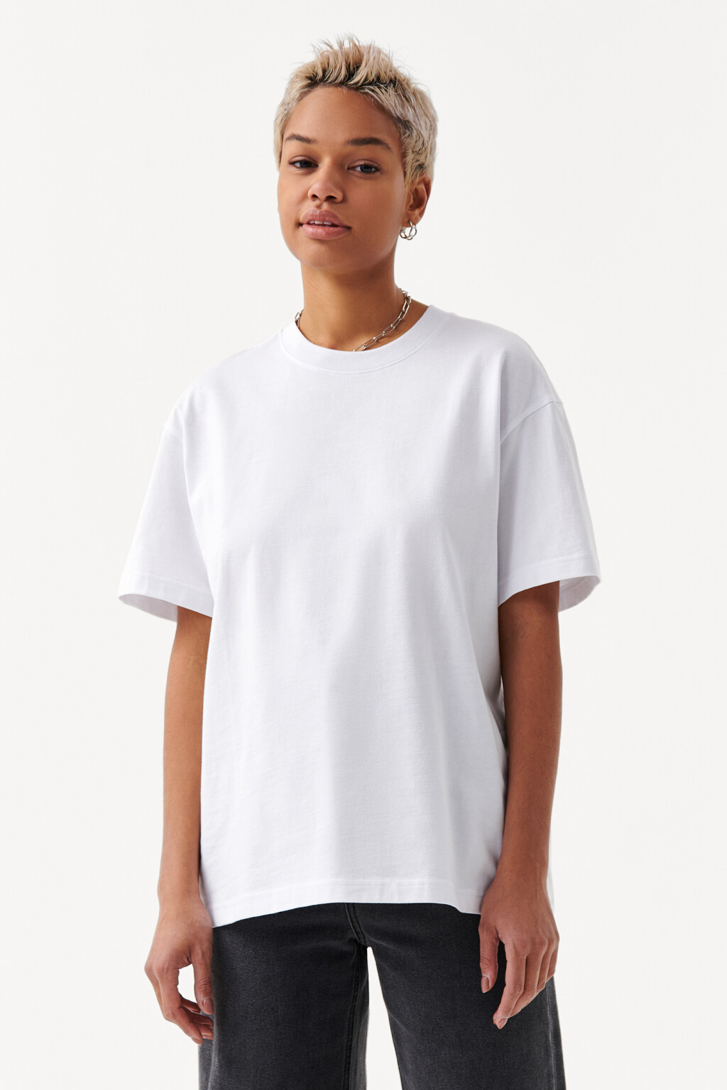 Футболка хлопковая oversize - цвет белый - 1