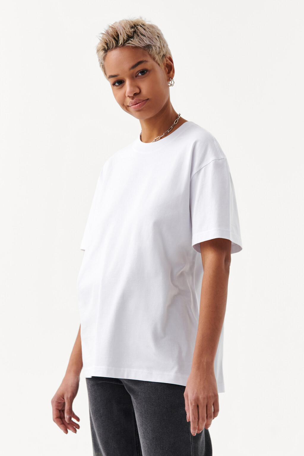 Футболка хлопковая oversize - цвет белый - 3