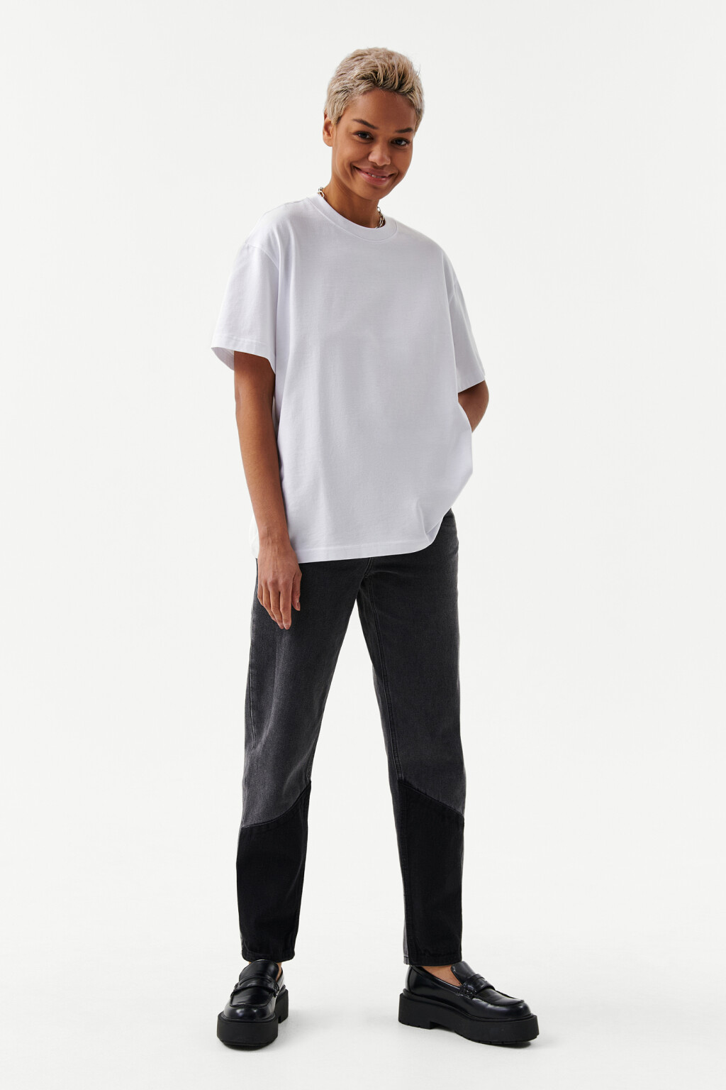 Футболка хлопковая oversize - цвет белый - 4