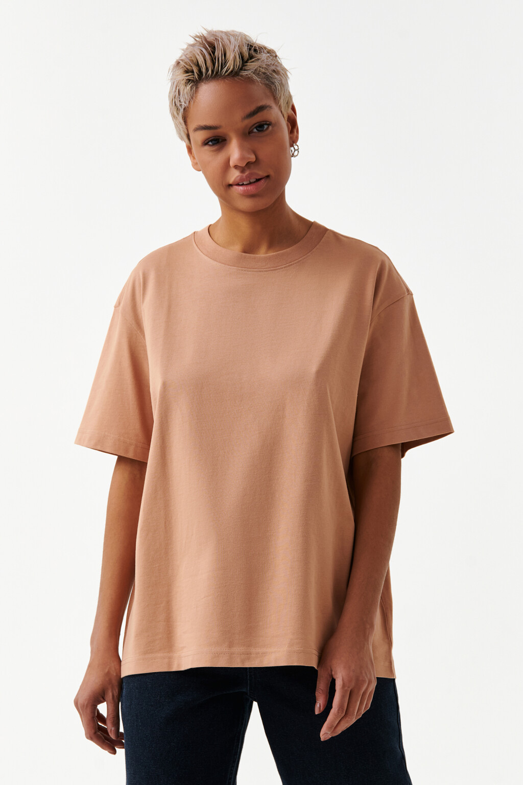 Футболка хлопковая oversize - цвет коричневый - 1