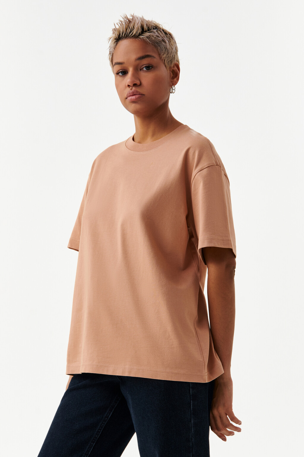 Футболка хлопковая oversize - цвет коричневый - 3