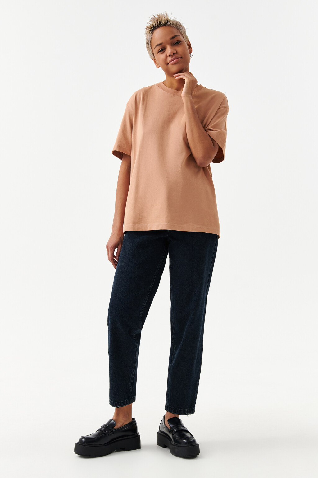 Футболка хлопковая oversize - цвет коричневый - 4