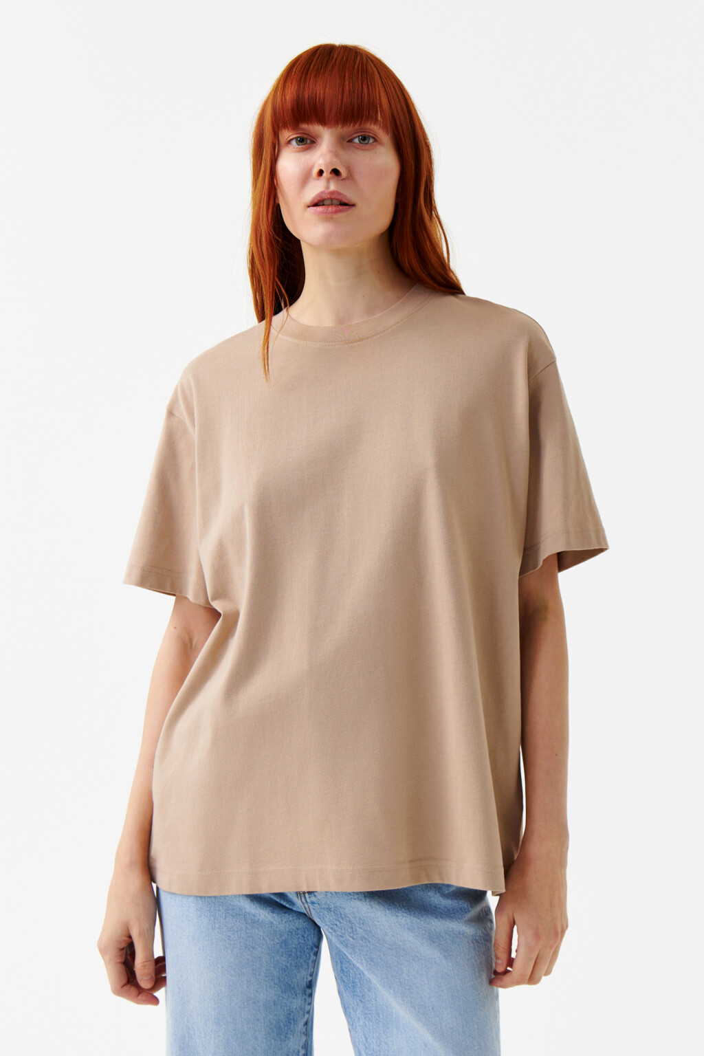 Футболка oversize базовая - цвет бежевый - 1