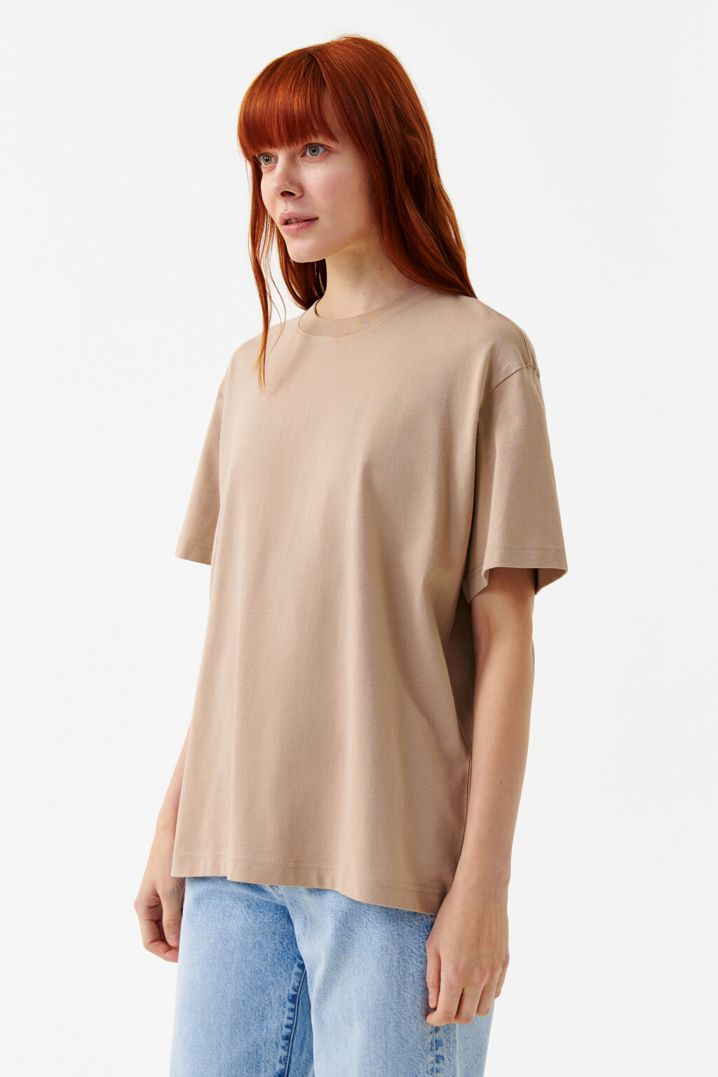 Футболка oversize базовая - цвет бежевый - 3