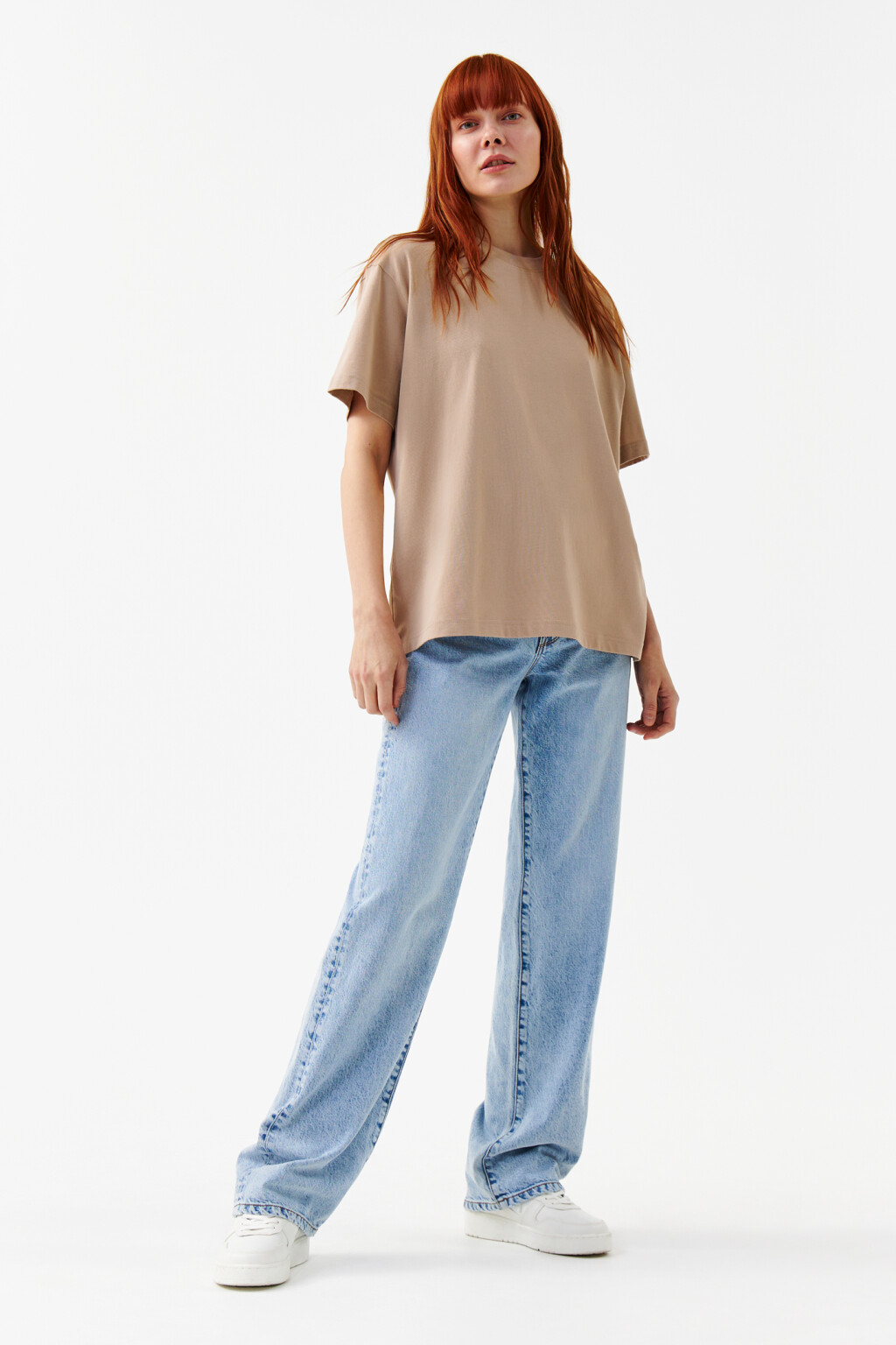 Футболка oversize базовая - цвет бежевый - 4