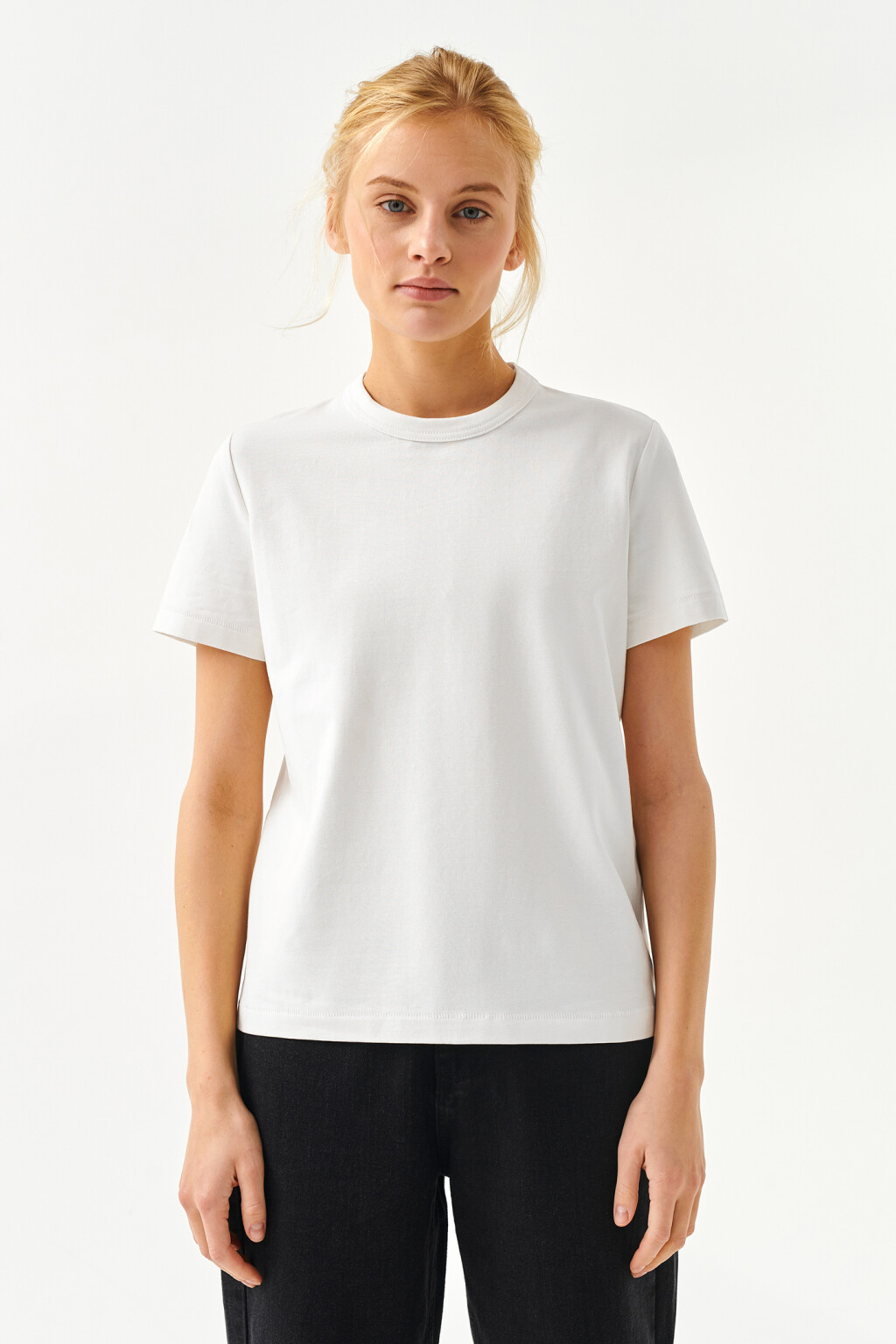футболка хлопковая прямого кроя - цвет белый - 1