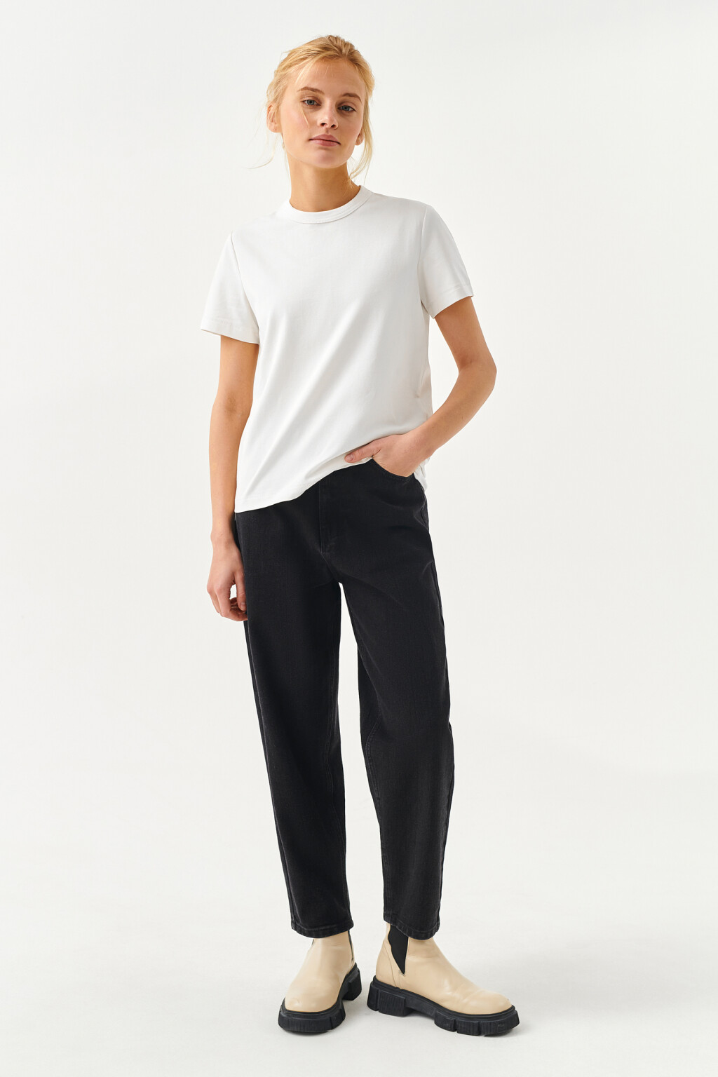 футболка хлопковая прямого кроя - цвет белый - 4