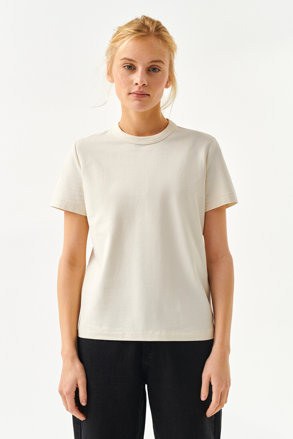 футболка хлопковая прямого кроя - цвет бежевый - 1