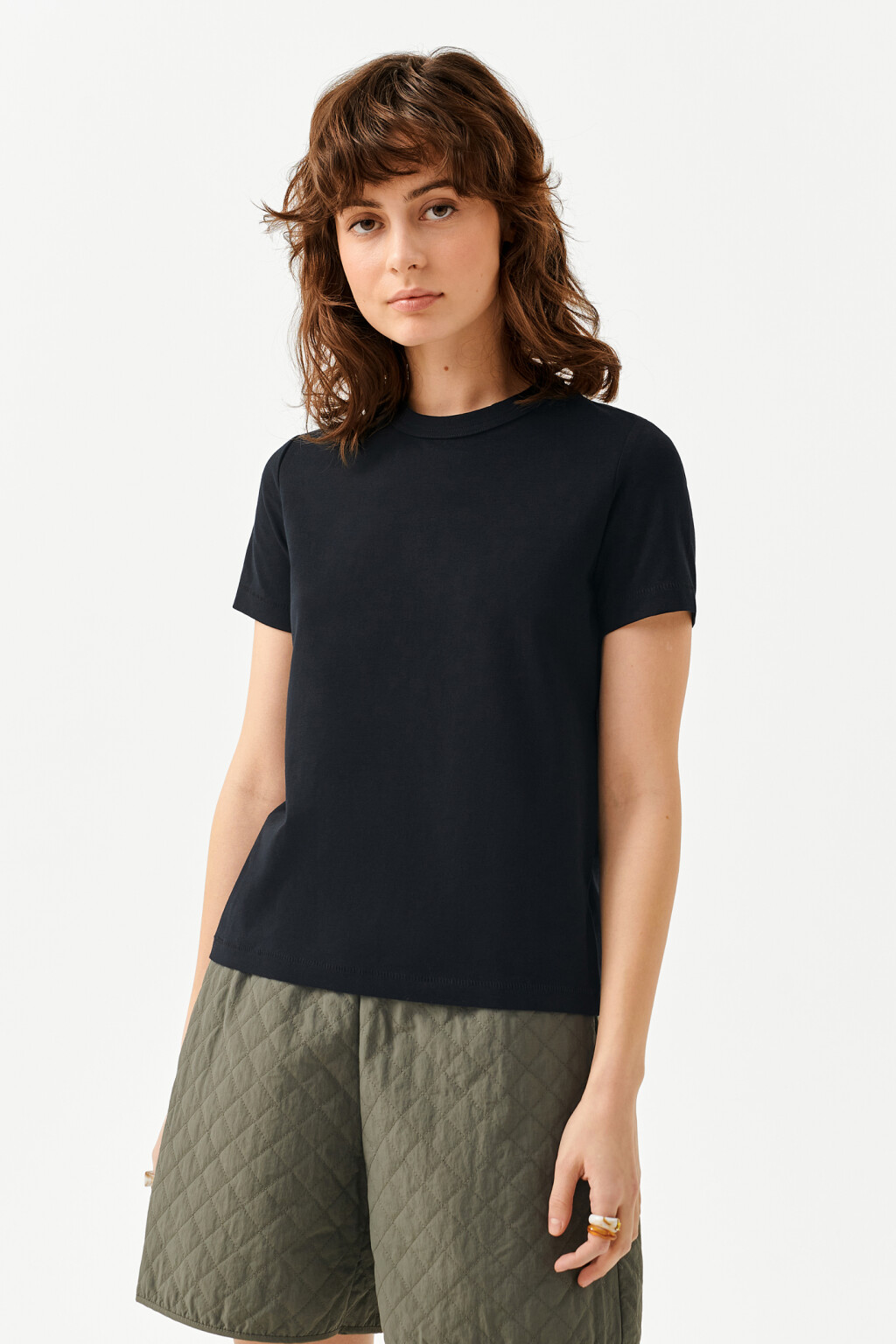 футболка хлопковая прямого кроя - цвет черный - 1