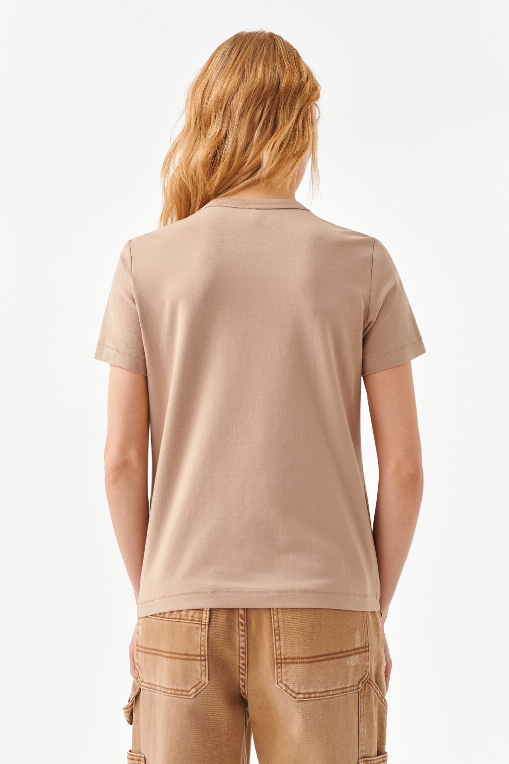 футболка хлопковая прямого кроя - цвет бежевый - 2