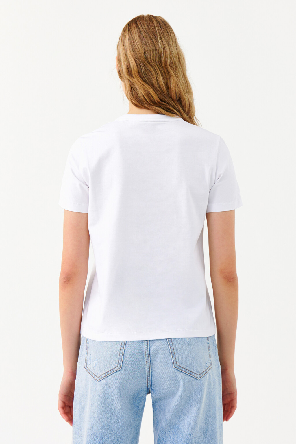 Футболка хлопковая базовая прямая - цвет белый - 2