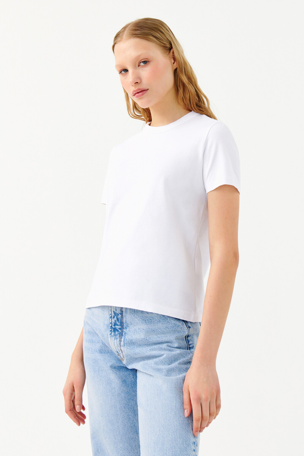 Футболка хлопковая базовая прямая - цвет белый - 3
