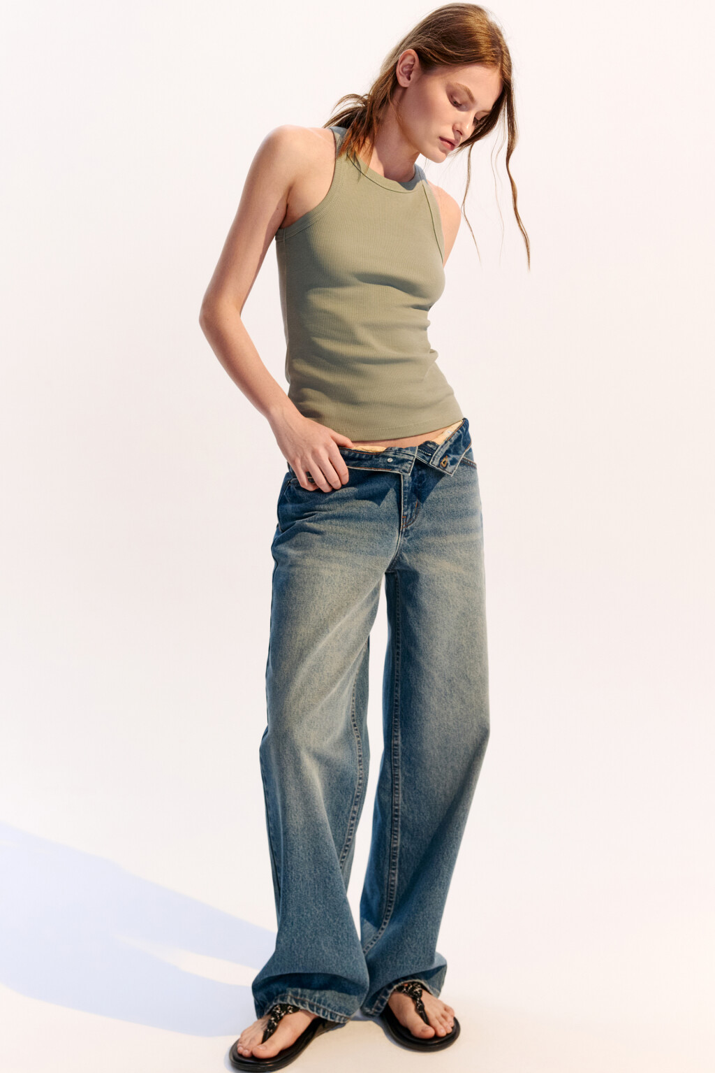 Майка TANKTOP облегающая в рубчик - цвет зеленый - 1