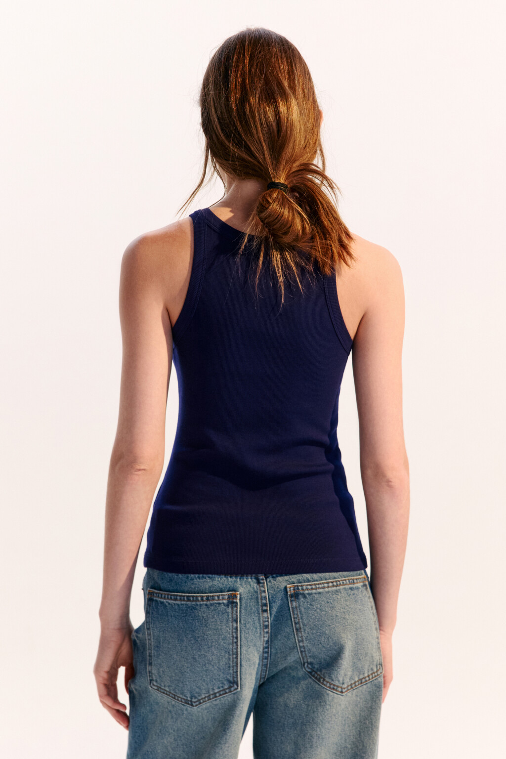 Майка TANKTOP облегающая в рубчик - цвет синий - 3