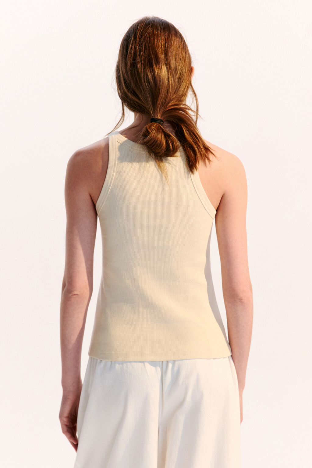 Майка TANKTOP облегающая в рубчик - цвет бежевый - 3
