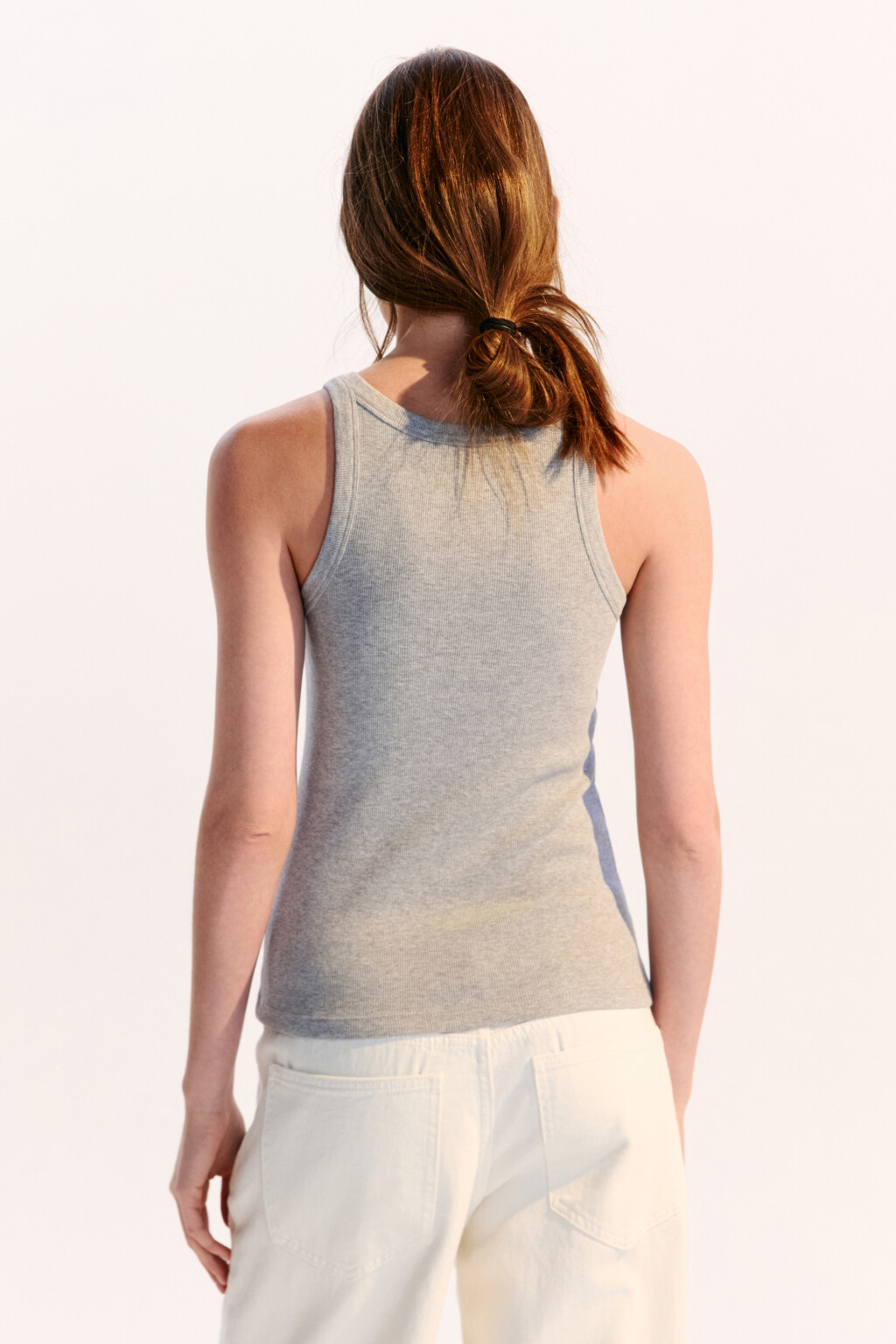 Майка TANKTOP облегающая в рубчик - цвет серый - 3