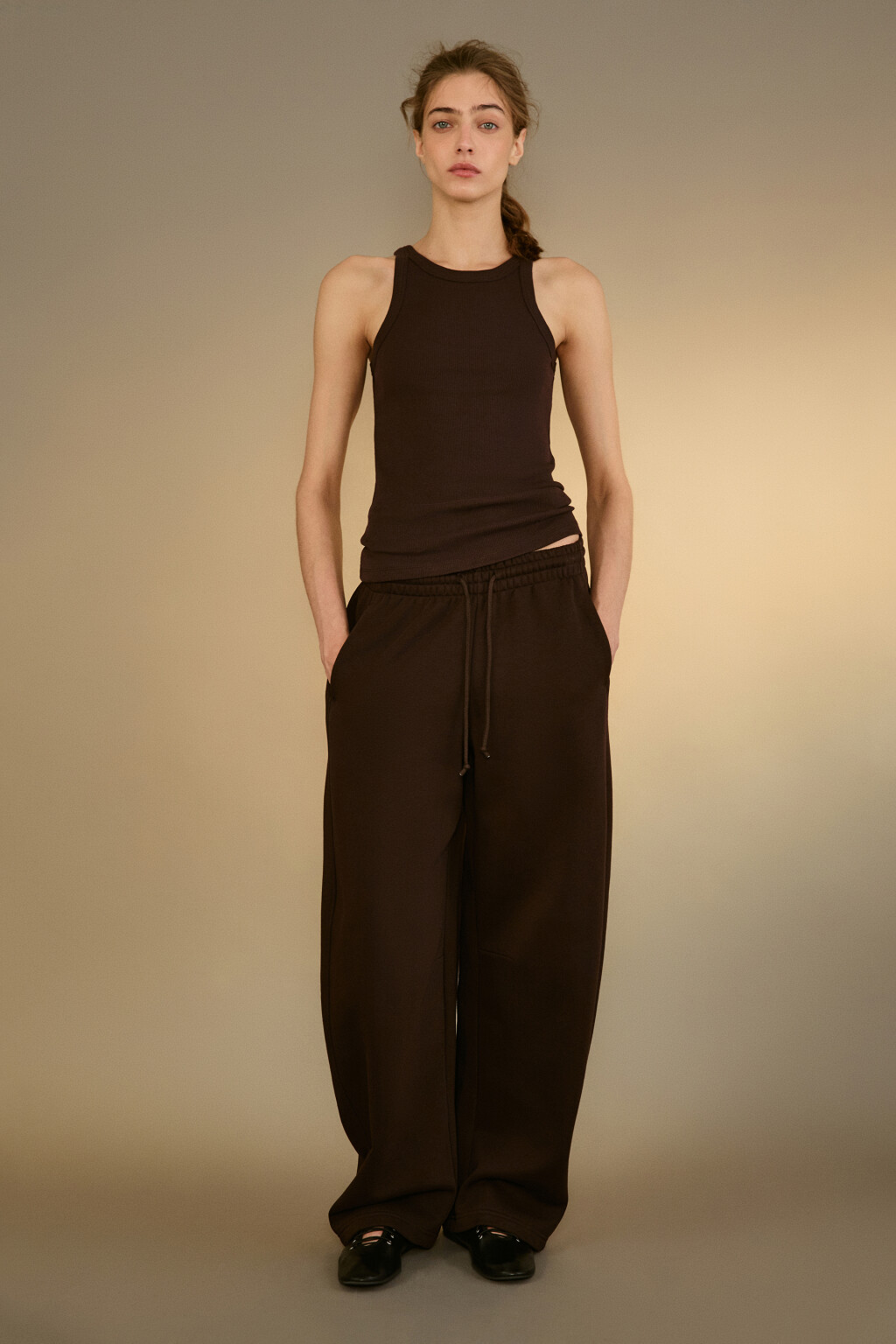 Майка TANKTOP облегающая в рубчик - цвет коричневый - 4