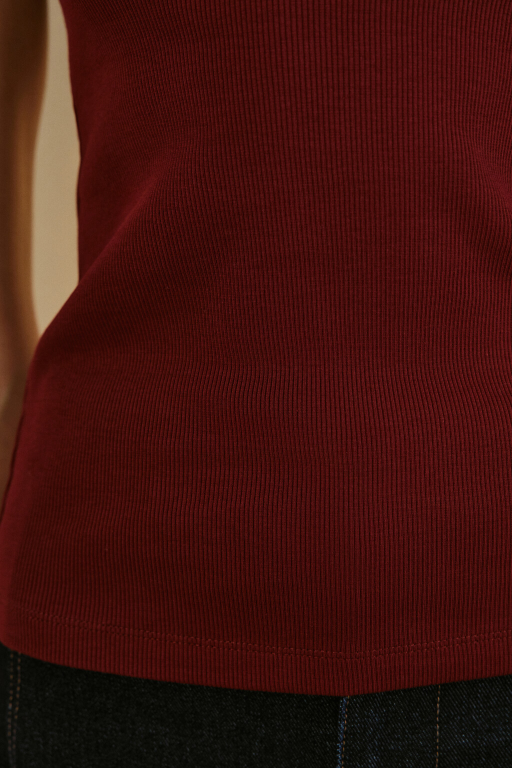 Майка TANKTOP облегающая в рубчик - цвет бордовый - 6