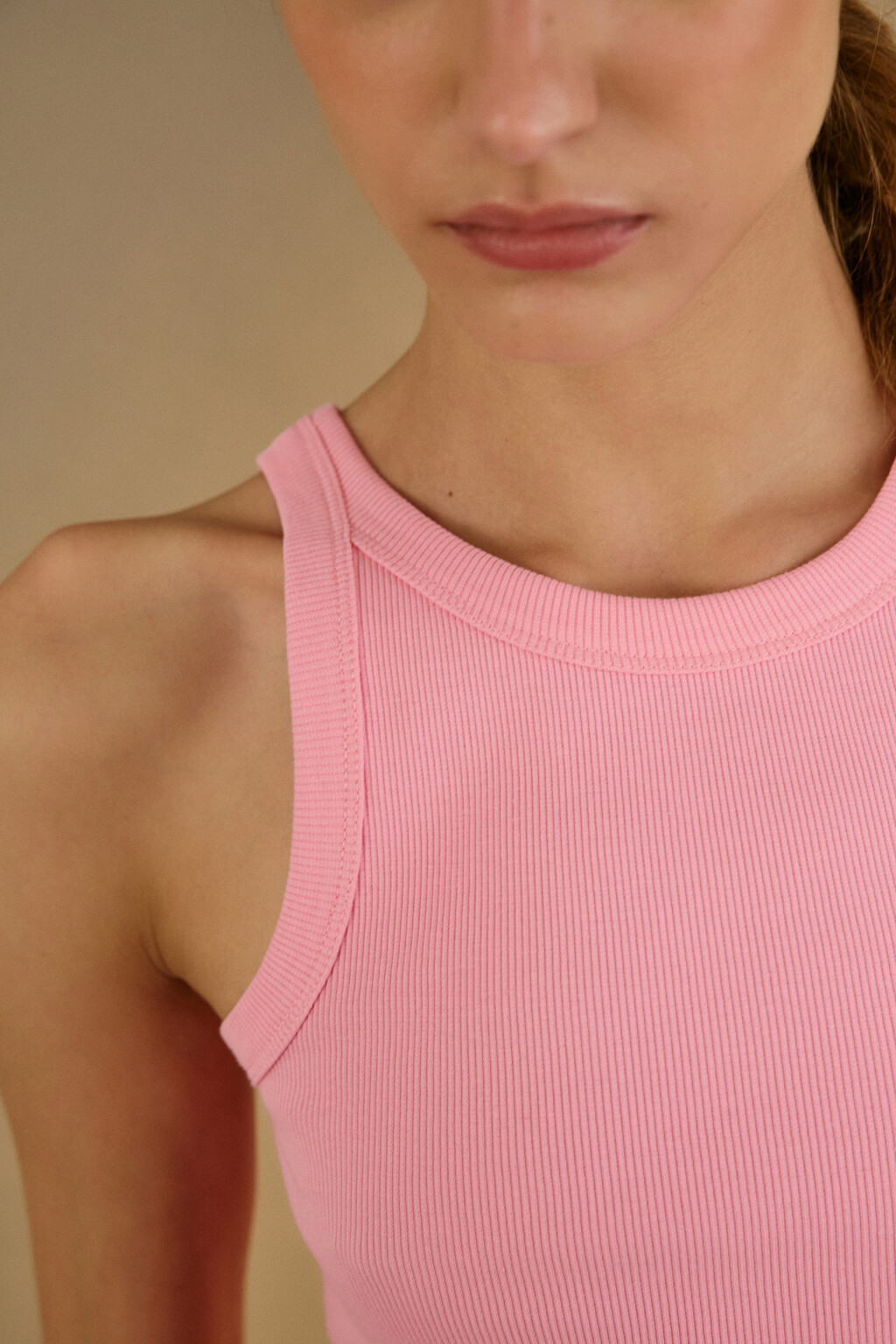 Майка TANKTOP облегающая в рубчик - цвет розовый - 5