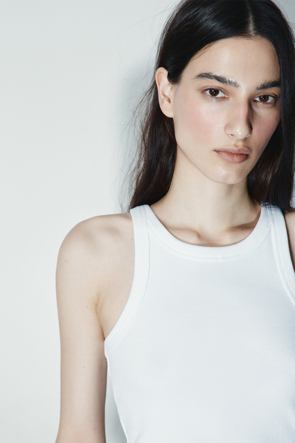 Майка базовая облегающая в рубчик - цвет белый - 7