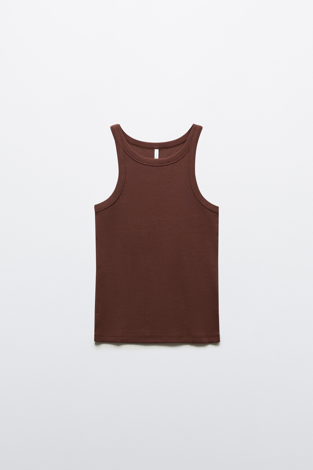 Майка базовая облегающая в рубчик - цвет коричневый - 7