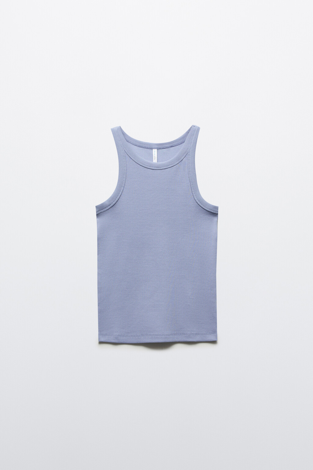 Майка базовая облегающая в рубчик - цвет голубой - 1