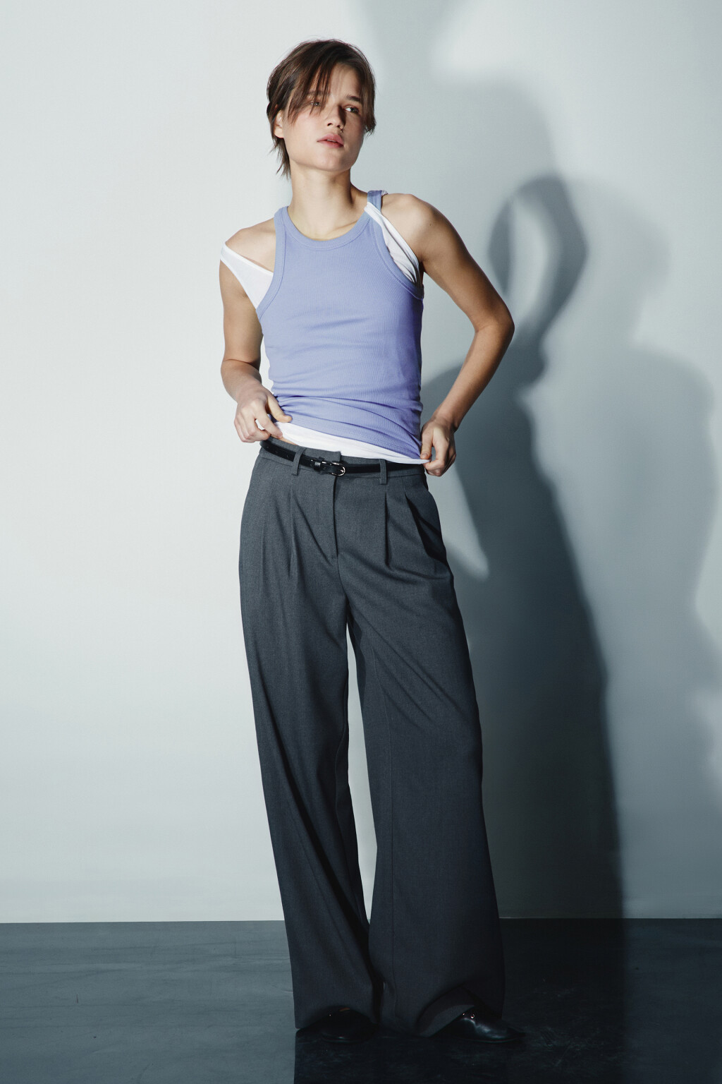 Майка базовая облегающая в рубчик - цвет голубой - 4