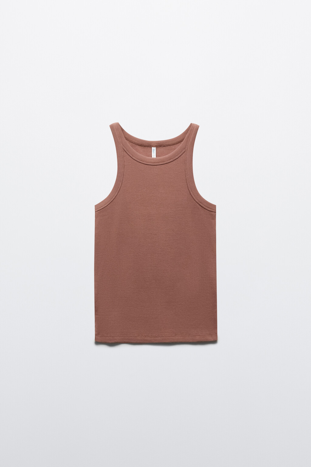 Майка базовая облегающая в рубчик - цвет коричневый - 7