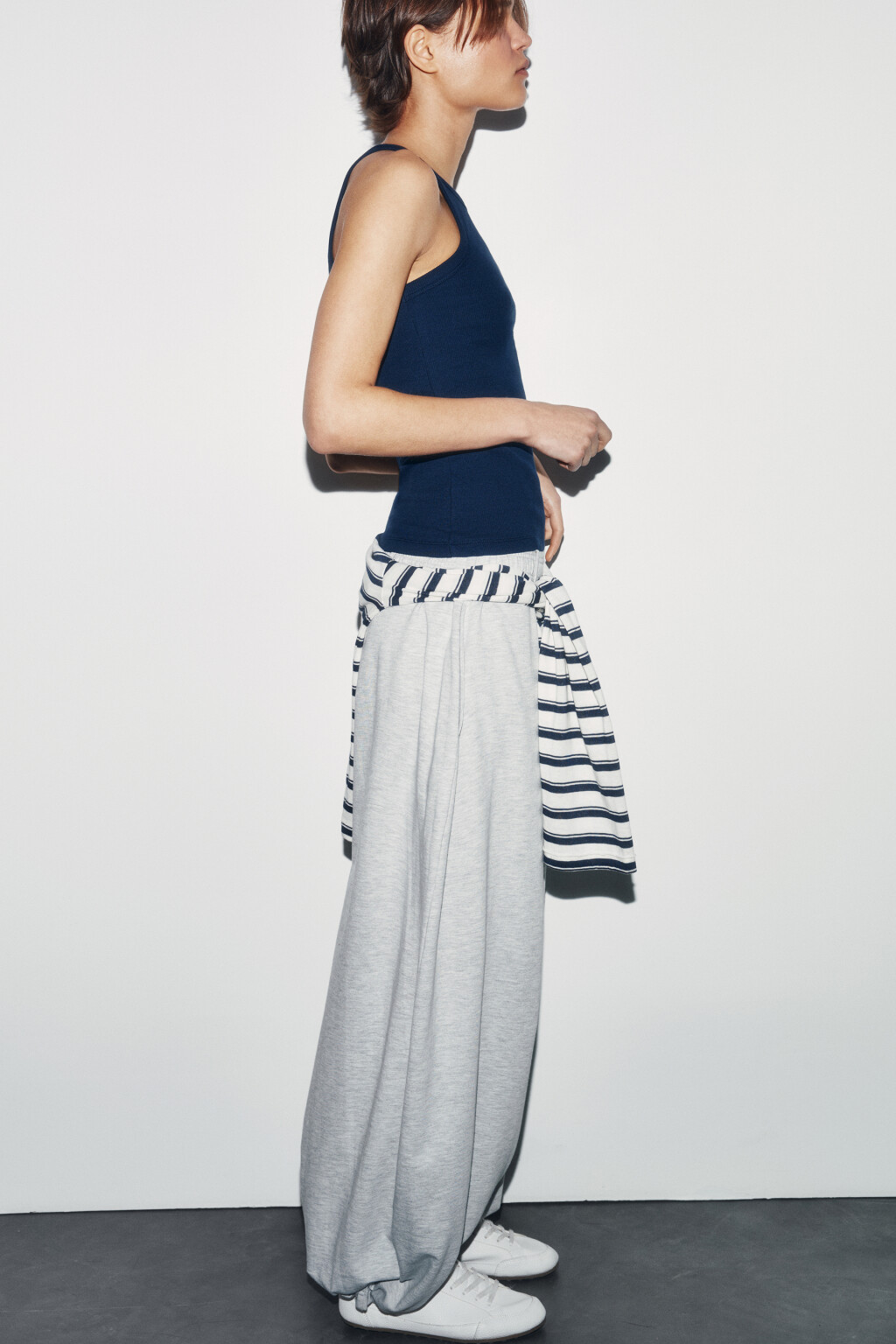 Майка базовая облегающая в рубчик - цвет синий - 1