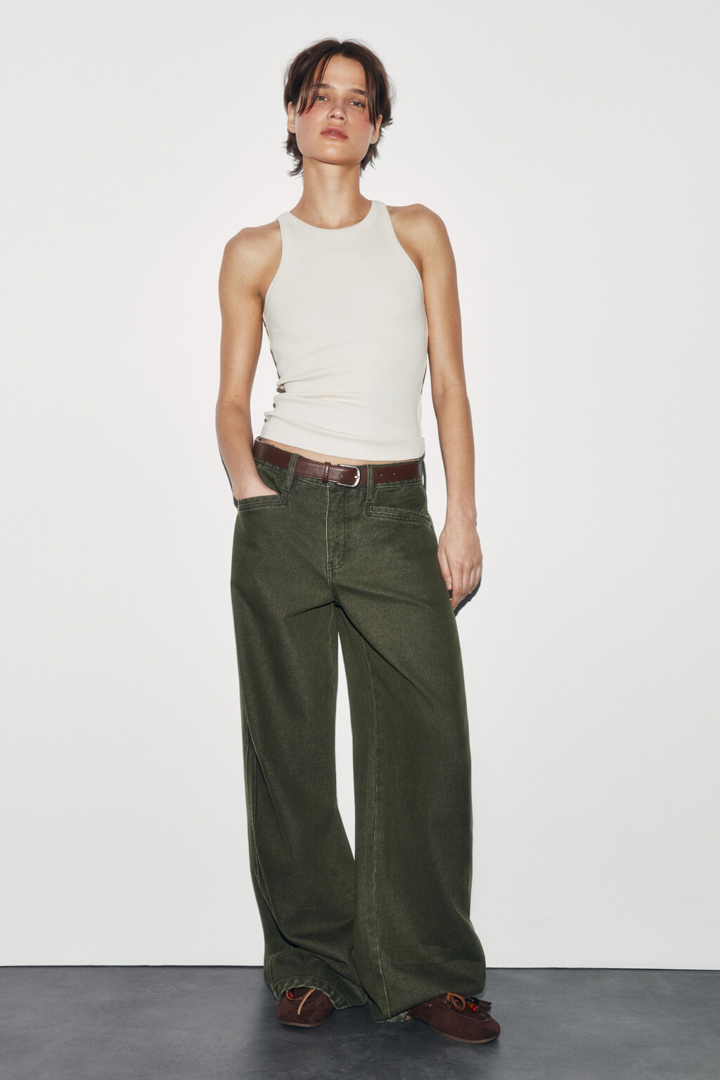 Майка базовая облегающая в рубчик - цвет бежевый - 5